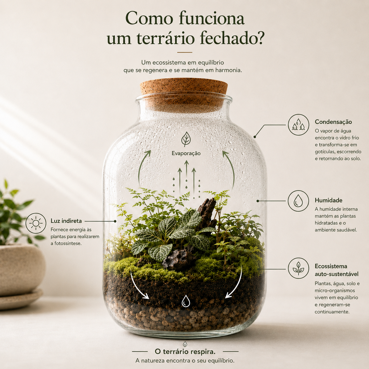 Ecossistema de um terrário fechado